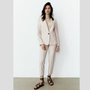 NWT ZARA. 2 PIECES MATCH SET SUIT BASIC BLAZER + PANTS BEIGE